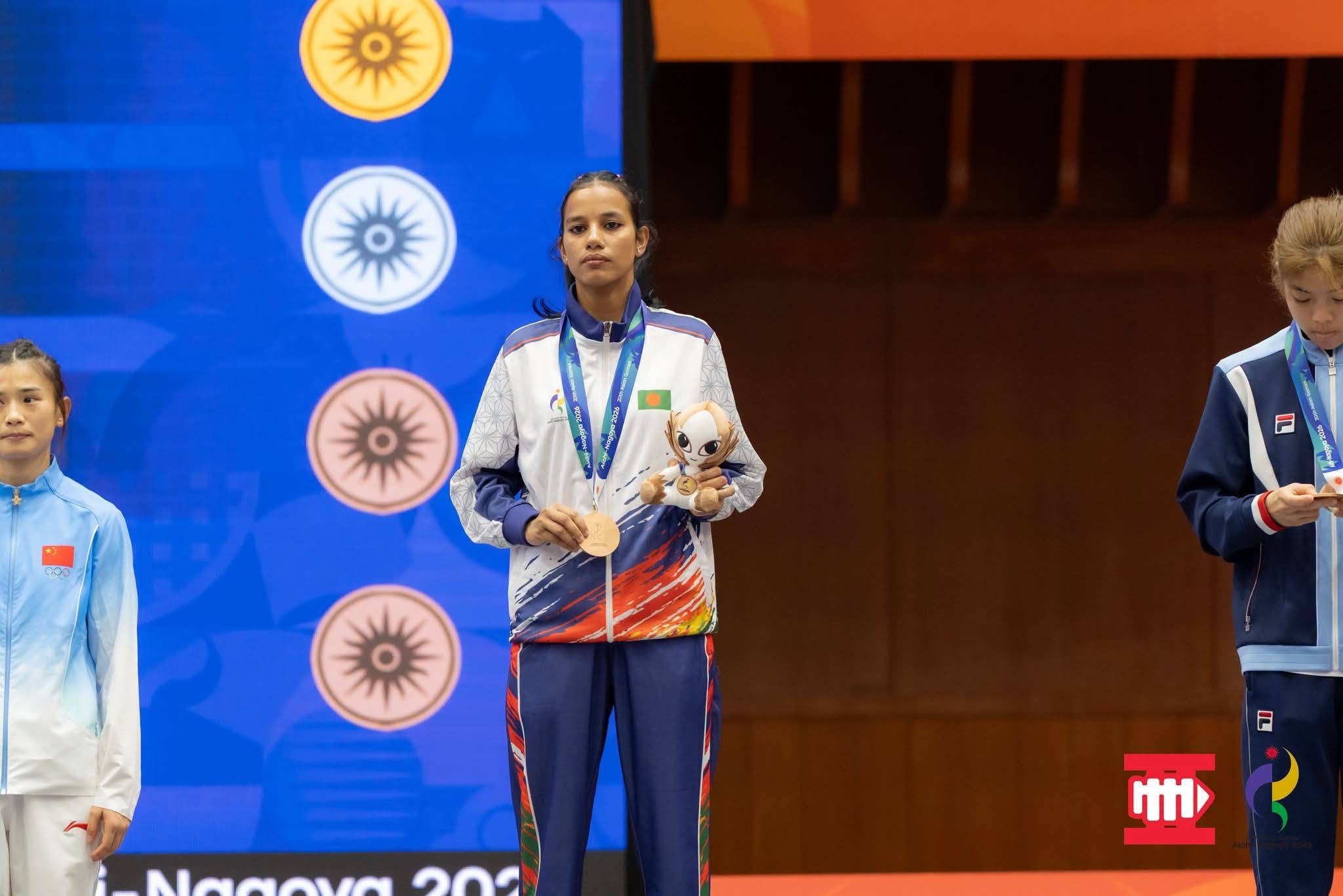 ২০তম এশিয়ান গেমস, আইচি নাগোয়া ২০২৬ এ ব্রোঞ্জজয়ী জিন্নাত আক্তারকে সংবর্ধনা প্রদান।